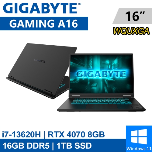 技嘉 GAMING A16 CWHI3TW894SH 16吋 黑(i7-13620H/16G DDR5/1TB PCIE/RTX4070 8G/W11)排單出貨